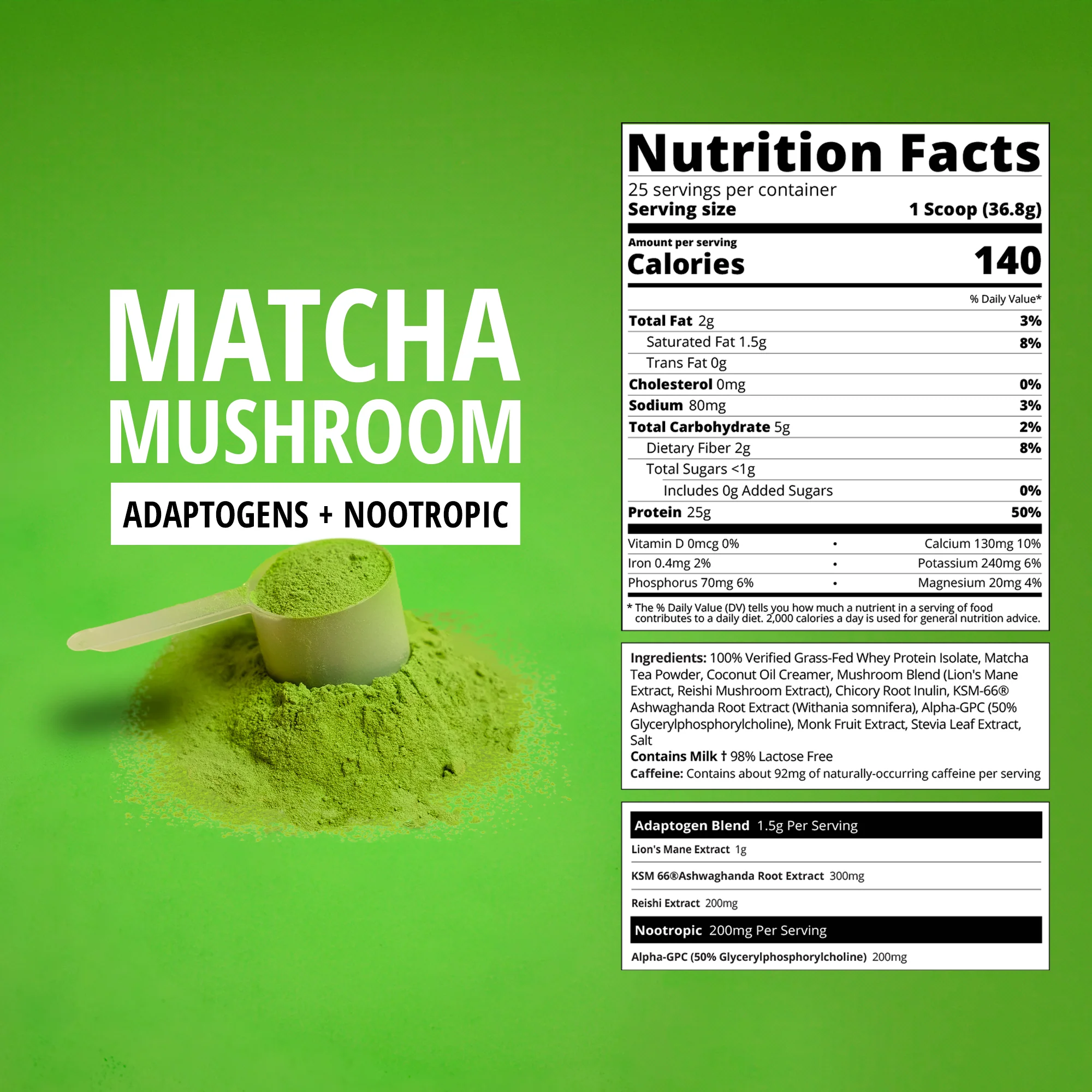 Matcha Mushroom Latte Whey Protein - Image 2