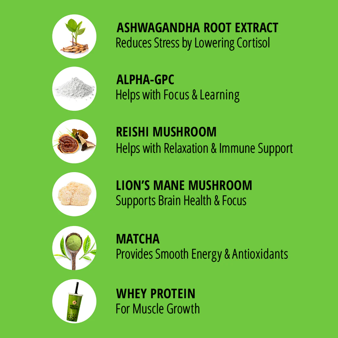 Matcha Mushroom Latte Whey Protein - Image 4